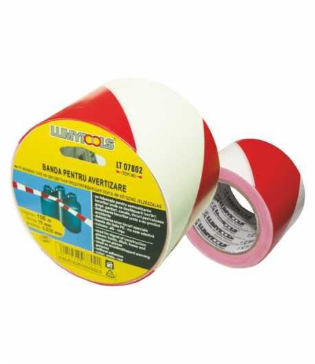 BANDA SEMNALIZARE / AVERTIZARE ROSU / ALB 200m