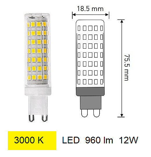 BEC LED G9 3000K 12W 960 lm