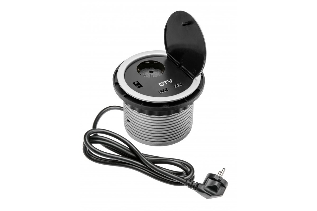 GTV PRIZA BLAT 2xUSB 2A, 1x SCHUKO AE-BPW1S2UCH-80