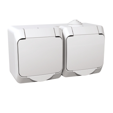 SCHC_PRIZA DUBLA CU CAPAC ALB PT IP44 WDE000523