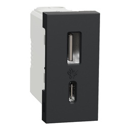 [NU301654] NU ANTRACIT 1M PRIZA DUBLA INCARCARE USB A+C NU301654