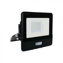 [20261 VT-128S] PROIECTOR CU LED CU SENZOR  PIR 20W 6500K 1620 lm CIP LED SAMSUNG IP65 NEGRU