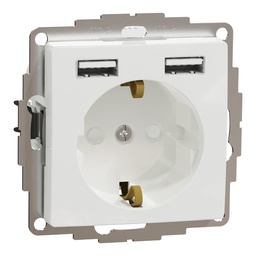 [SDD111052] SEDNA DESIGN PRIZA 2P+E+2 USB 2.4A OBT ALB SDD111052