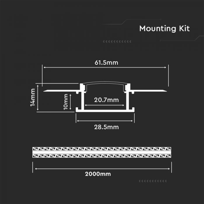 PROFIL LED IN KIT CU DISPERSOR LAPTOS 30x10mm RIGIPS (2ml/buc)