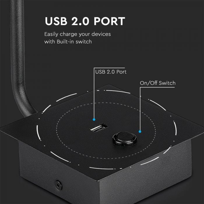 CIL INTERIOR APLICA LED 3000K 3W 180 lm INTR. SI USB PORT D:120x120x45mm NEAGRA VT