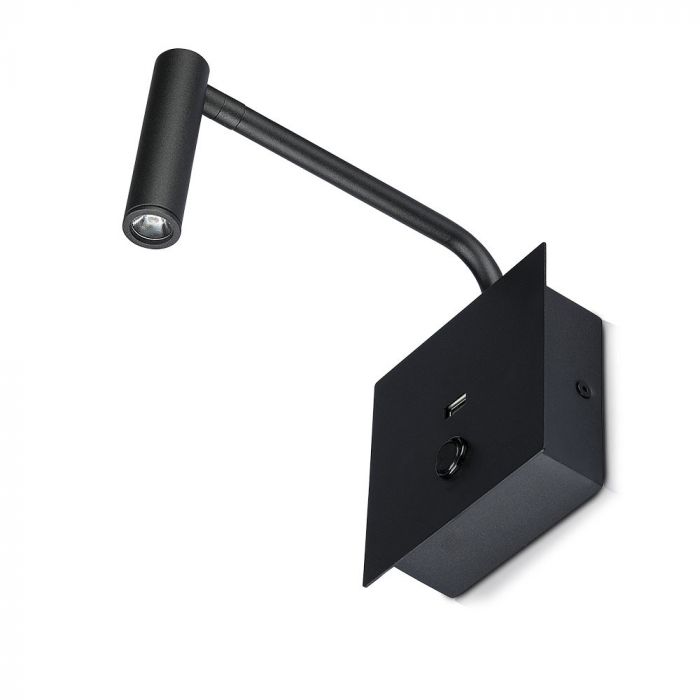 CIL INTERIOR APLICA LED 3000K 3W 180 lm INTR. SI USB PORT D:120x120x45mm NEAGRA VT