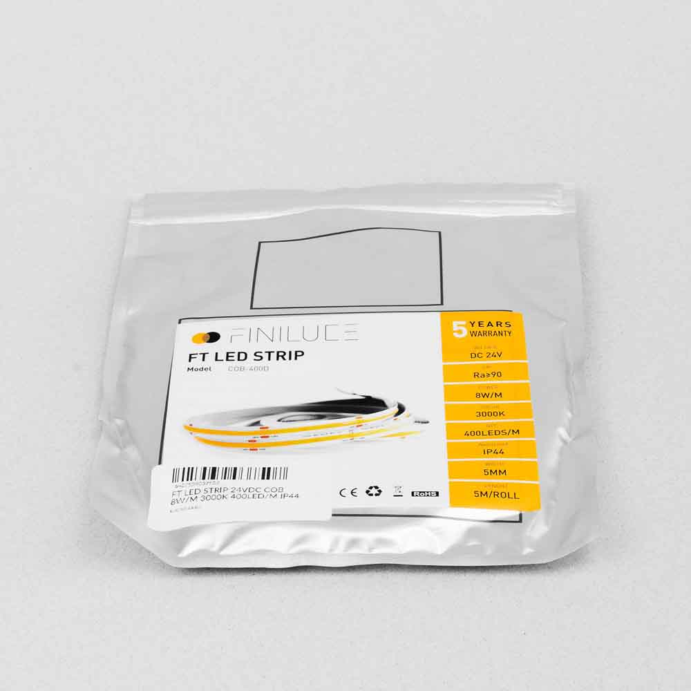 FT LED STRIP 24VDC COB 8W/M 4000K 400LED/M IP44 5MM 5M 5ANI