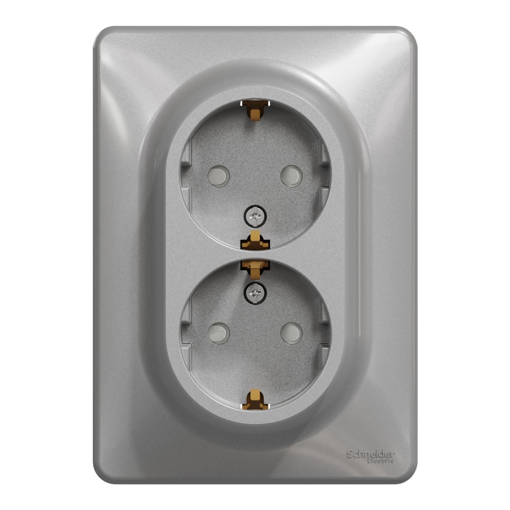 SEDNA DESIGN ALUMINIU PRIZA DUBLA 2P+E OBT SDD313221