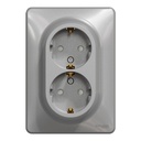 SEDNA DESIGN ALUMINIU PRIZA DUBLA 2P+E OBT SDD313221