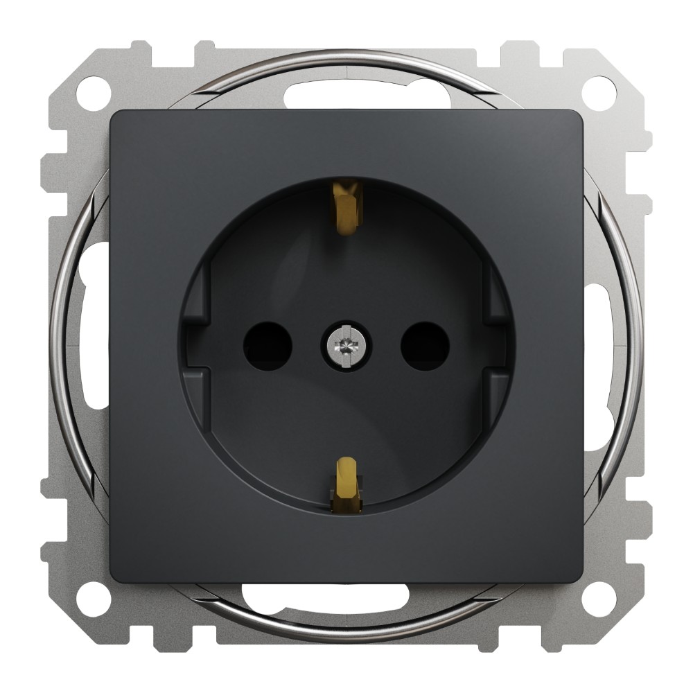 SEDNA DESIGN ANTRACIT PRIZA 2P+E CU OBT SDD114021