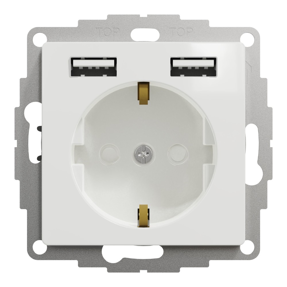 SEDNA DESIGN PRIZA 2P+E+2 USB 2.4A OBT ALB SDD111052