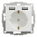 SEDNA DESIGN PRIZA 2P+E+2 USB 2.4A OBT ALB SDD111052