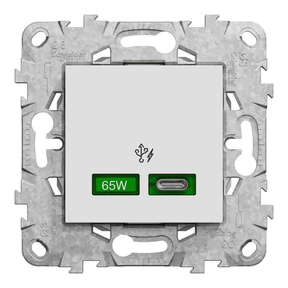 NEW UNICA 2M MEC. INCARCATOR USB C 65W ALB NU501418
