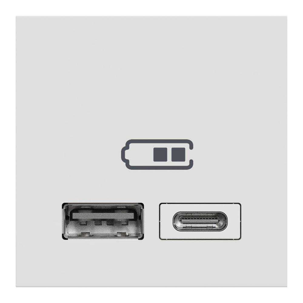 NEW UNICA 2M PRIZA DUBLA INCARCARE USB 2.0 A+C ALB NU301818
