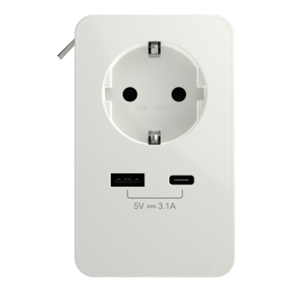 NEW UNICA SYSTEM+ 1xSCHUKO 1xUSB A 1xUSB C 3.1A INS44050 ALB