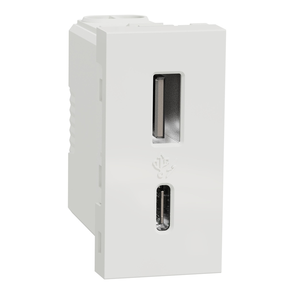 NEW UNICA 1M PRIZA DUBLA INCARCARE USB A+C ALB NU301618