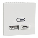 NEW UNICA 2M PRIZA DUBLA INCARCARE USB 2.0 A+C ALB NU301818