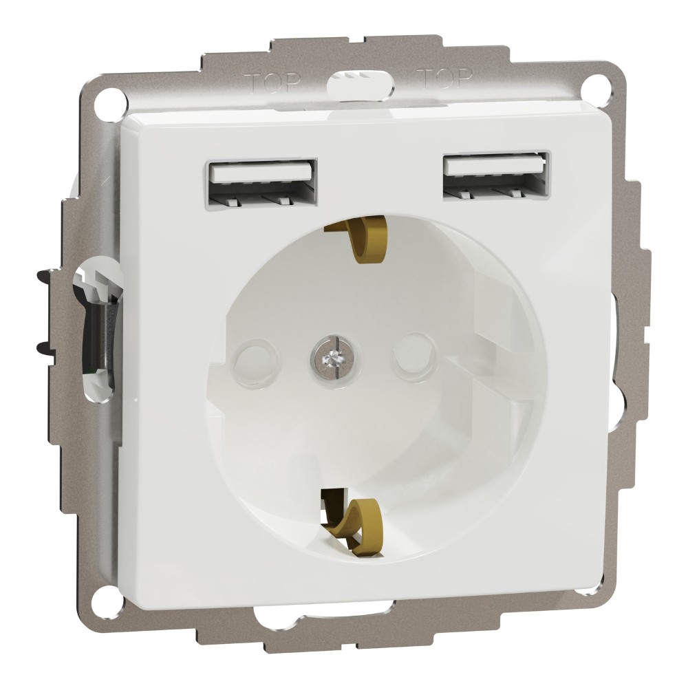 SEDNA DESIGN PRIZA 2P+E+2 USB 2.4A OBT ALB SDD111052