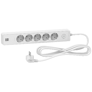 SCH UNICA PRELUNGITOR 3M ALB  2P+E 5 PRIZE 2xUSB TIP A ST945U3W