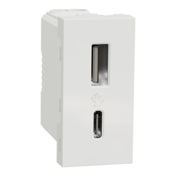 [NU301618] NEW UNICA 1M PRIZA DUBLA INCARCARE USB A+C ALB NU301618