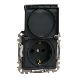 [SDD214023] SEDNA DESIGN ANTRACIT PRIZA 2P+E IP44 OBT+CAPAC SDD214023